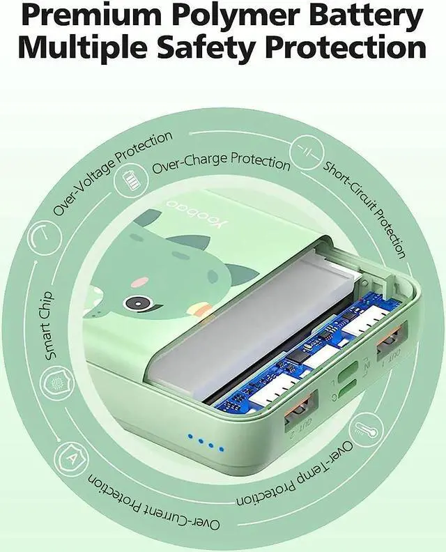 Alt view image 5 of 6 - Yoobao Portable Charger 10000mAh Cute Power Bank for Girls Mini Fast Charging Compact Battery Pack with Dual USB Output & Dual Inport (2.1A Type-C and 8-Pin Input),Compatible with iPhone,iPad Luck