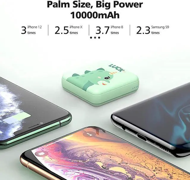 Alt view image 2 of 6 - Yoobao Portable Charger 10000mAh Cute Power Bank for Girls Mini Fast Charging Compact Battery Pack with Dual USB Output & Dual Inport (2.1A Type-C and 8-Pin Input),Compatible with iPhone,iPad Luck