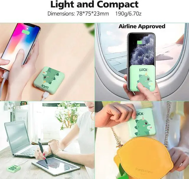 Alt view image 6 of 6 - Yoobao Portable Charger 10000mAh Cute Power Bank for Girls Mini Fast Charging Compact Battery Pack with Dual USB Output & Dual Inport (2.1A Type-C and 8-Pin Input),Compatible with iPhone,iPad Luck