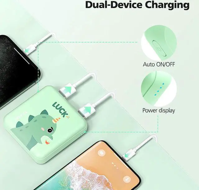 Alt view image 4 of 6 - Yoobao Portable Charger 10000mAh Cute Power Bank for Girls Mini Fast Charging Compact Battery Pack with Dual USB Output & Dual Inport (2.1A Type-C and 8-Pin Input),Compatible with iPhone,iPad Luck