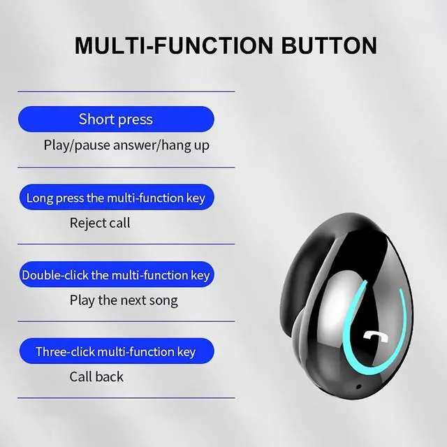 Alt view image 7 of 7 - CORN Open Ear Headphones Wireless Earbuds Bluetooth Sport Headset Single Mini Earpiece Tiny Ear Buds Discreet Microphone Waterproof Lightweight Long Battery Life for Running Workout Android iOS Black