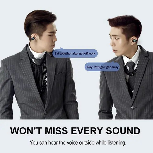 Alt view image 6 of 7 - CORN Open Ear Headphones Wireless Earbuds Bluetooth Sport Headset Single Mini Earpiece Tiny Ear Buds Discreet Microphone Waterproof Lightweight Long Battery Life for Running Workout Android iOS