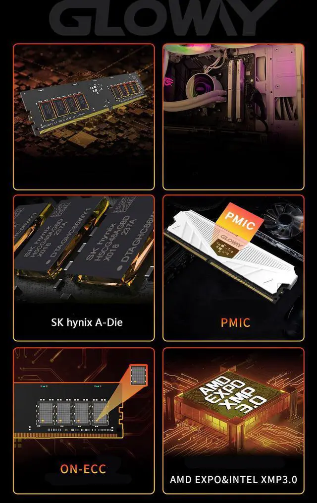 Alt view image 5 of 5 - White RAM 288-Pin DDR5 SK Hynix PMIC On-ECC EXPO/XMP3.0 Desktop Compter Memory 32GB (2 x 16GB) DDR5 7200 (PC5 57600) CL34