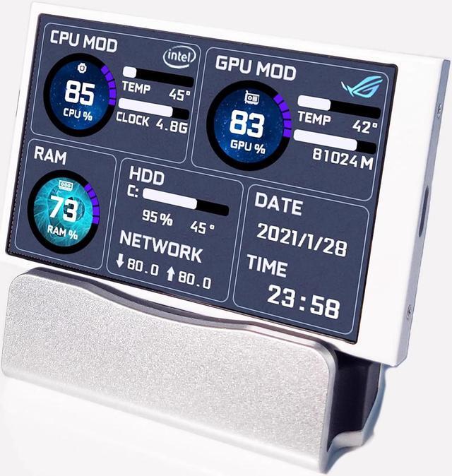 Main image of CORN Secondary IPS Screen, 3.5 inch On-Screen Display Data Monitoring for Gaming Computer Personal PC(CPU, Memory, GPU, Frames) - White