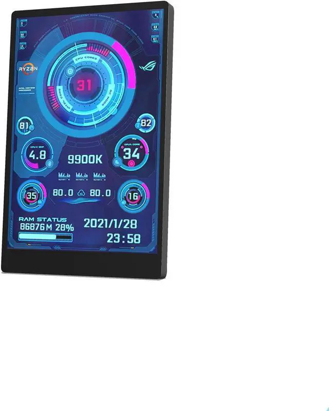 Alt view image 2 of 4 - CORN Secondary IPS Screen, 3.5 inch On-Screen Display Data Monitoring for Gaming Computer Personal PC(CPU, Memory, GPU, Frames) - Black