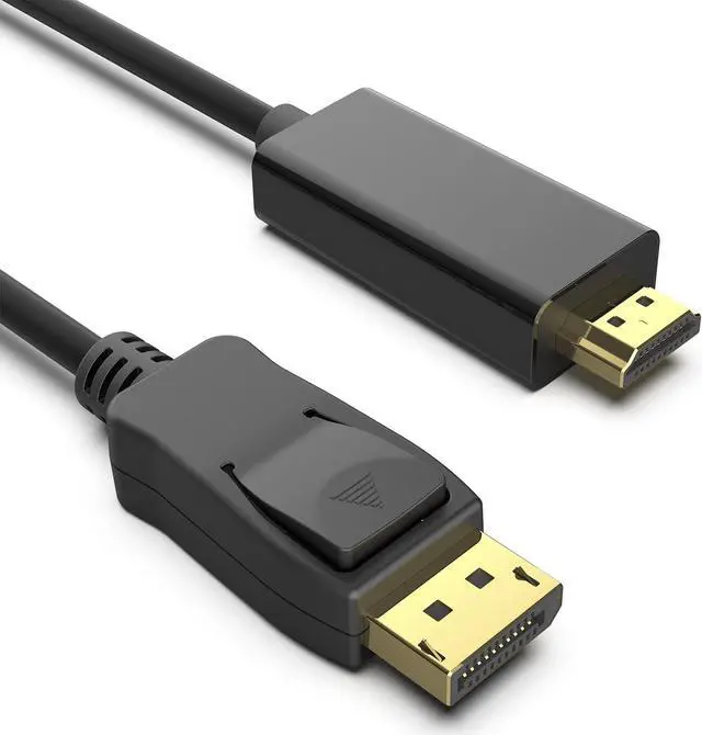 Main image of DisplayPort to HDMI 10 Feet Gold-Plated Cable, Display Port to HDMI Adapter Male to Male Black 1Pack 10 ft.