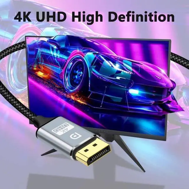 Alt view image 4 of 6 - 4K DisplayPort to HDMI Cable 3.3FT,[Aluminum Shell,Nylon Braided]High Speed,UHD(1440P 60Hz,1080P 120Hz) Unidirectional DP to HDMI Cable Cord for Dell,Monitor,Projector,Desktop, AMD,NVIDIA,Lenovo,HP