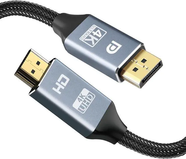 Main image of DisplayPort to HDMI Cable 3.3FT, 4K@60Hz, High Speed DP to HDMI Male to Male Display-Port Unidirectional Video Cord Adapter UHD 1440P/60Hz 1080P/120Hz Compatible with HP Monitor Projector HDTV