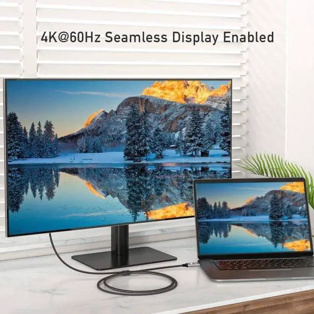 Alt view image 6 of 7 - DisplayPort to HDMI Cable 3.3FT, 4K@60Hz, High Speed DP to HDMI Male to Male Display-Port Unidirectional Video Cord Adapter UHD 1440P/60Hz 1080P/120Hz Compatible with HP Monitor Projector HDTV