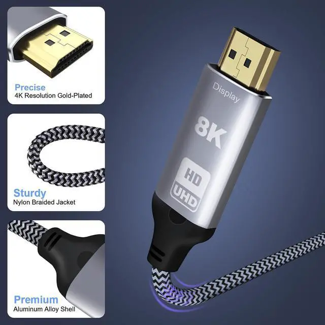 Alt view image 2 of 6 - DisplayPort 1.4 to HDMI 2.1 8K 1.8m Cable Converter 8K@30Hz 4K@120Hz Directional Compatible with DisplayPort PC and HDMI Displays