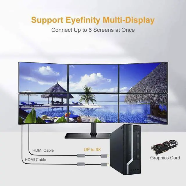 Alt view image 7 of 7 - Active DP to HDMI Adapter HDR 4K@60Hz 2K@144Hz 1080P@144Hz, Braided DisplayPort 1.4 to HDMI 4K Converter (Male to Female), Support Eyefinity Multi-Display, Aluminum