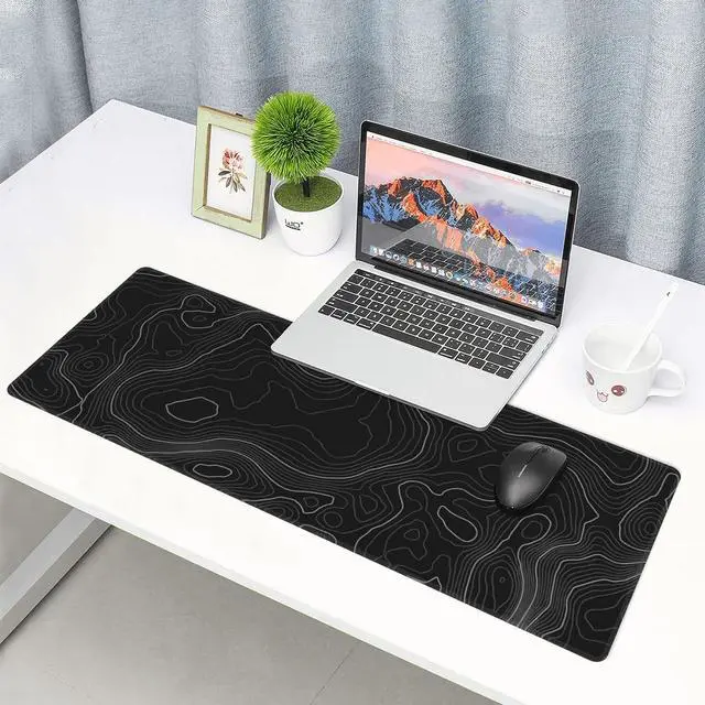 Alt view image 7 of 7 - Topographic Contour Extended Big Mouse Pad Large,XL Gaming Mouse Pad Desk Pad,31.5x11.8inch Long Computer Keyboard Mouse Mat Mousepad with 3mm Non-Slip Base and Stitched Edge for Home Office Work