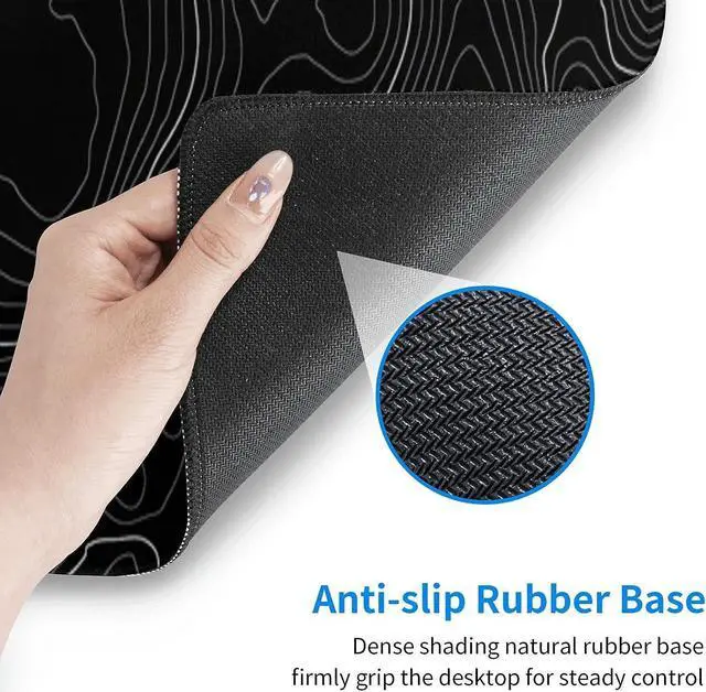 Alt view image 6 of 7 - Topographic Contour Extended Big Mouse Pad Large,XL Gaming Mouse Pad Desk Pad,31.5x11.8inch Long Computer Keyboard Mouse Mat Mousepad with 3mm Non-Slip Base and Stitched Edge for Home Office Work