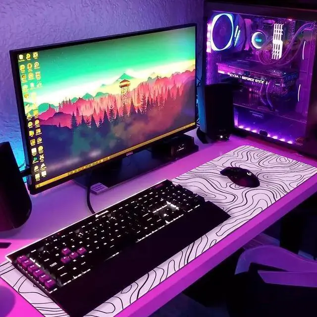 Alt view image 6 of 6 - Mouse Pad Gaming Large Long Extend Topographic Mousepad Big Full Keyboard Pad Desk Mat for Computer Laptop Office Non-Slip Rubber Stitched Edges (White)