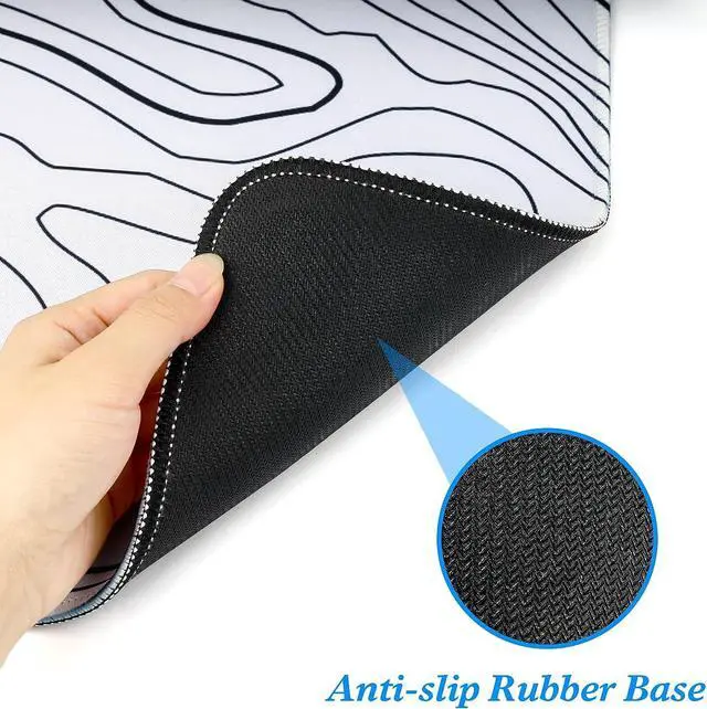 Alt view image 3 of 6 - Mouse Pad Gaming Large Long Extend Topographic Mousepad Big Full Keyboard Pad Desk Mat for Computer Laptop Office Non-Slip Rubber Stitched Edges (White)