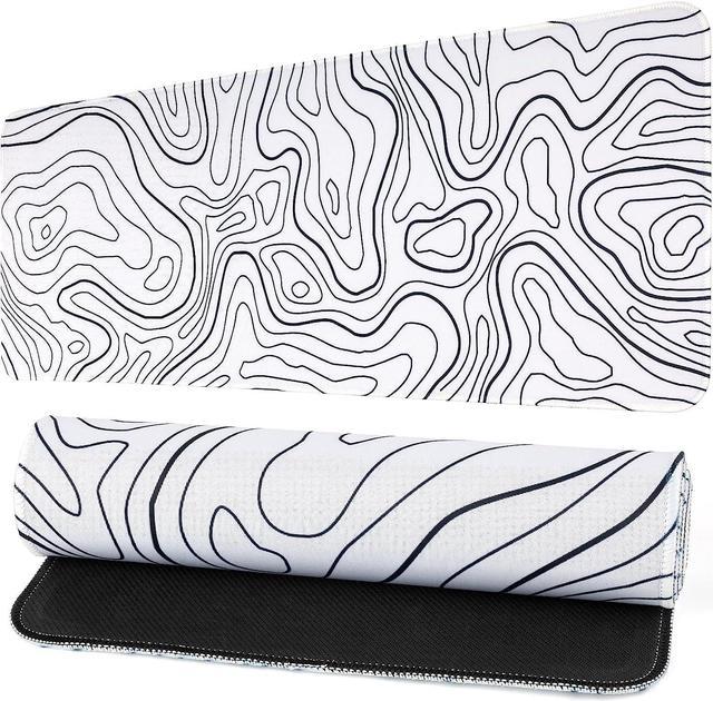 Mouse Pad Gaming Large Long Extend Topographic Mousepad Big Full Keyboard  Pad Desk Mat for Computer Laptop Office Non-Slip Rubber Stitched Edges  (White) 