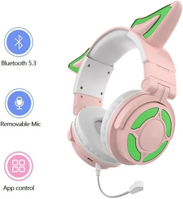Alt view image 3 of 7 - CORN Wireless Bluetooth 5.3 Headset Fox Cat Ear Headphones Luminescence Esports Game Live Big EarMask APP Intelligence Earphones