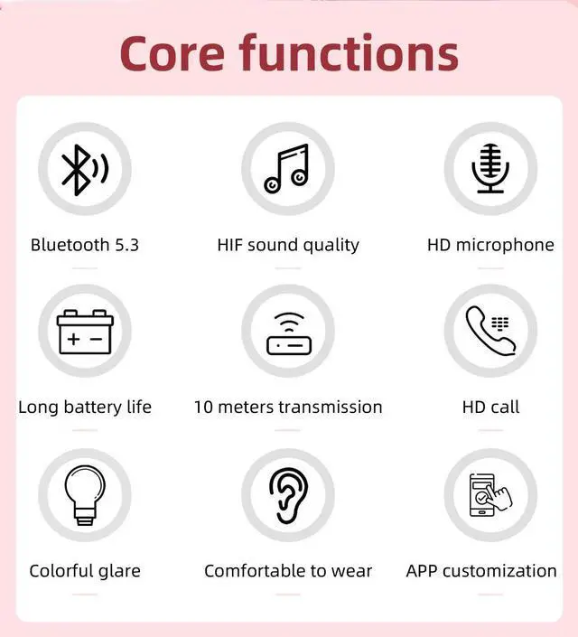 Alt view image 7 of 7 - CORN Wireless Bluetooth 5.3 Headset Fox Cat Ear Headphones Luminescence Esports Game Live Big EarMask APP Intelligence Earphones