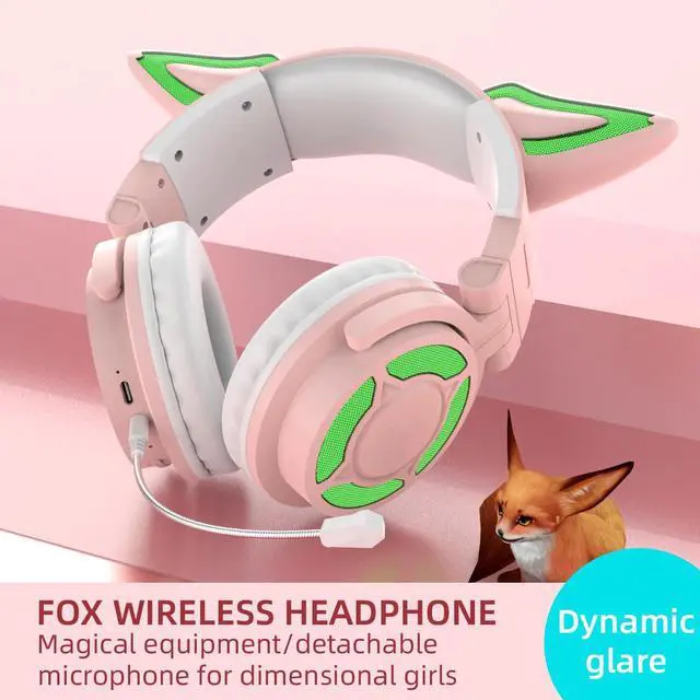 Alt view image 4 of 7 - CORN Wireless Bluetooth 5.3 Headset Fox Cat Ear Headphones Luminescence Esports Game Live Big EarMask APP Intelligence Earphones