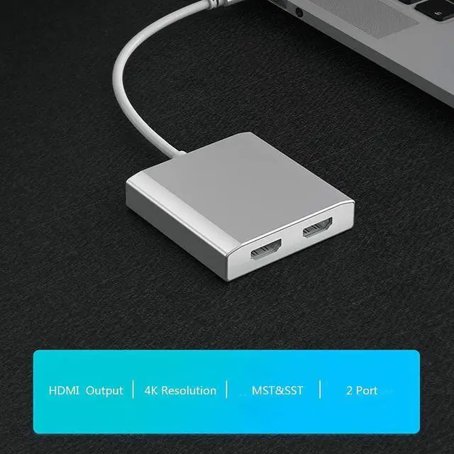 Alt view image 2 of 6 - Displayport to Dual HDMI MST DP to 2 HDMI Splitter Multi Stream Transport Hub, for WindowsMac