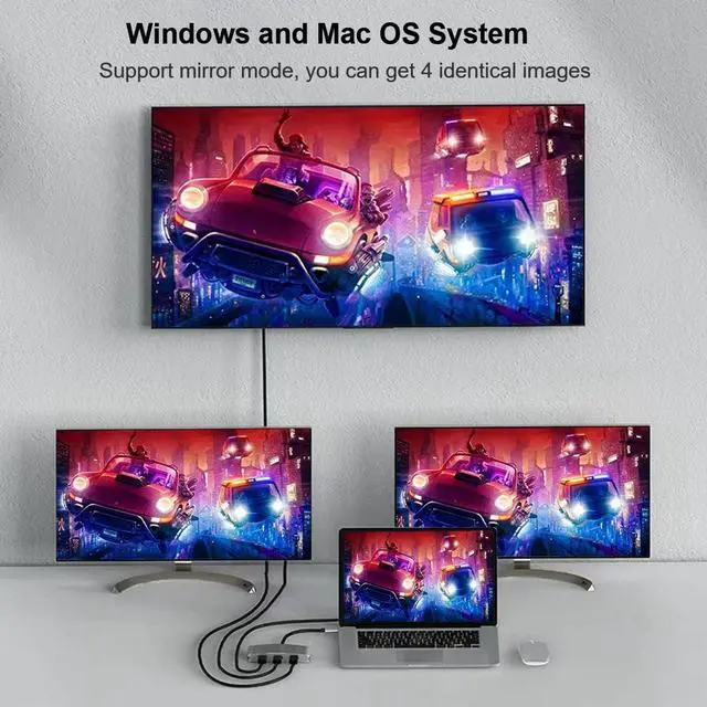 Alt view image 4 of 5 - DisplayPort to 3 HDMI Splitter, DP 1.4 to HDMI Multi Monitor 3 Port Support Dual 4K@60Hz or One 4K@60Hz and Two 4K@30Hz Compatible Windows and Mac OS