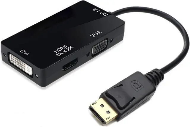 Main image of DisplayPort 1.2 to HDMI 4K DVI VGA 3 in 1 Multi-Function Cable Adapter Converter