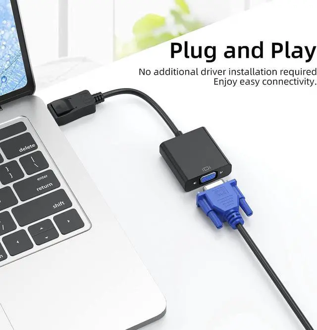 Alt view image 3 of 7 - DisplayPort to VGA Adapter, Display Port DP to VGA Cable Male to Female Adapter Cord Compatible with Computer, PC, Laptop, Monitor, Projector and More (Not Bidirectional)