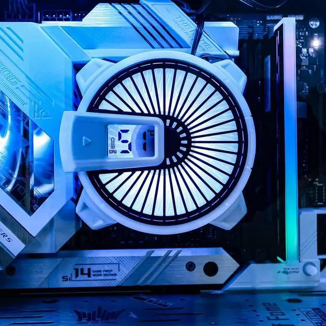 Alt view image 5 of 7 - White CPU Cooler, Temperature Displayed CPU Cooler for Small Size PC Case with Powerful 90mm ARGB Lighting Fan and 40mm High-Performance Heat Column Inside (Intel Version)