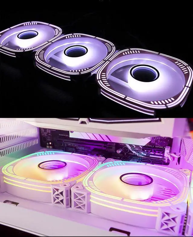 Alt view image 6 of 7 - Luna 120 PC Case Fan, Lamellar Mirror, 5V 3Pin ARGB SYNC, Hydraulic Bearing, Low noise, PWM , Infinite Lighting Case Cooling Fans Black Reversed 1 Pack