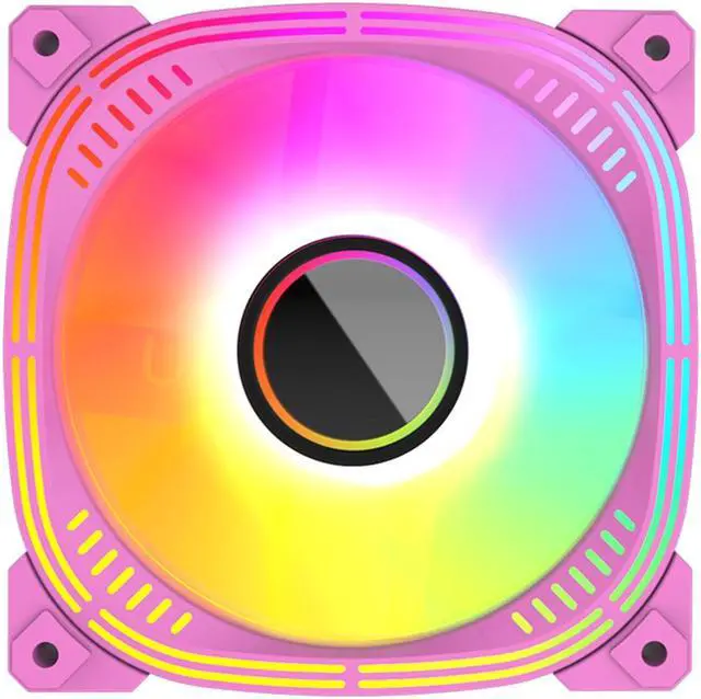 Alt view image 3 of 7 - Luna 120 PC Case Fan, Lamellar Mirror, 5V 3Pin ARGB SYNC, Hydraulic Bearing, Low noise, PWM , Infinite Lighting Case Cooling Fans Pink Reversed 1 Pack