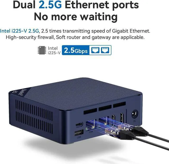 Alt view image 6 of 6 - Beelink EQ12 Mini PC, Intel 12th Gen Alder Lake-N100(Up to 3.4GHz), 8/16GB DDR5 RAM 500GB PCIe3.0 x1 SSD,4K Triple Display/USB3.2/WiFi6/BT5.2/Dual 2.5Gbps for Home/Office Silver 8GB RAM