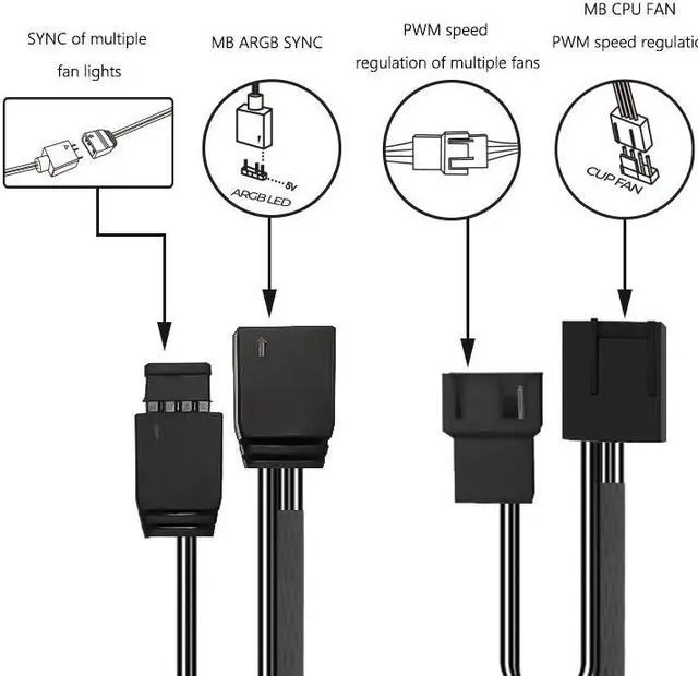 Alt view image 6 of 7 - Mirror 120mm PC Case Fan, 5V3Pin ARGB SYNC &PWM Computer Cooling Chassis Fan, 4Pin Motherboard CPU Fan, Lamellar Mirrior, Lighting-transmitting Frame, Hydraulic Bearing Black  1 Pack