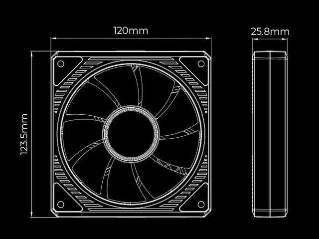 Alt view image 7 of 7 - Mirror 120mm PC Case Fan, 5V3Pin ARGB SYNC &PWM Computer Cooling Chassis Fan, 4Pin Motherboard CPU Fan, Lamellar Mirrior, Lighting-transmitting Frame, Hydraulic Bearing Black  1 Pack