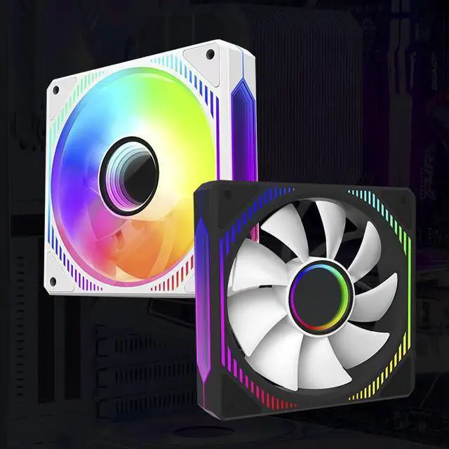 Alt view image 2 of 7 - Mirror 120mm PC Case Fan, 5V3Pin ARGB SYNC &PWM Computer Cooling Chassis Fan, 4Pin Motherboard CPU Fan, Lamellar Mirrior, Lighting-transmitting Frame, Hydraulic Bearing Black  1 Pack