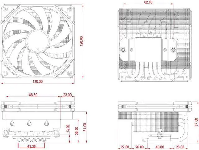 Alt view image 6 of 7 - 67mm Height 6 Heatpipe Low-Profile CPU Cooler for HTPCs, ITX and Small Form Factor Builds for LGA 1700/1200/115X, AMD AM5/AM4 White for ID-COOLING IS-67-XT