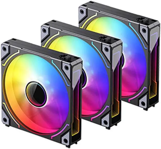 Main image of ZH-120 ARGB (Reverse) 3 In 1 Case Fan 5V 3 Pin PC Case Fan, Motherboard AURA SYNC,Magic Interface, Wire-free Splicing, Shock Reduction and Low Noise, Hydraulic Bearing, 120*120*25mm, Black