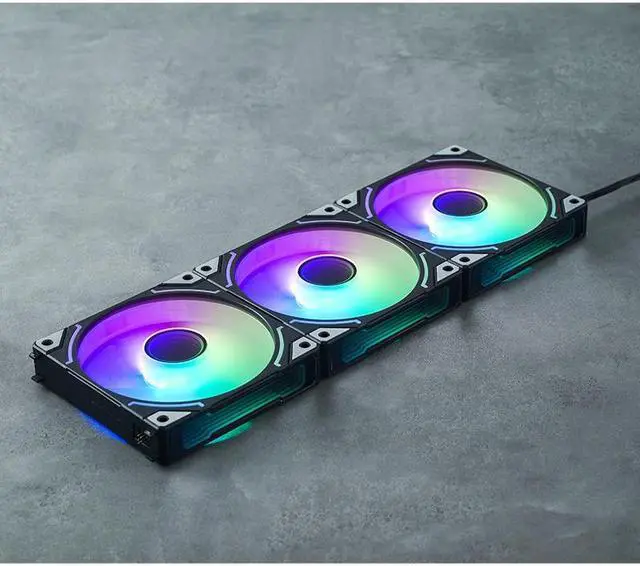 Alt view image 6 of 6 - ZH-120 ARGB (Reverse) 3 In 1 Case Fan 5V 3 Pin PC Case Fan, Motherboard AURA SYNC,Magic Interface, Wire-free Splicing, Shock Reduction and Low Noise, Hydraulic Bearing, 120*120*25mm, Black