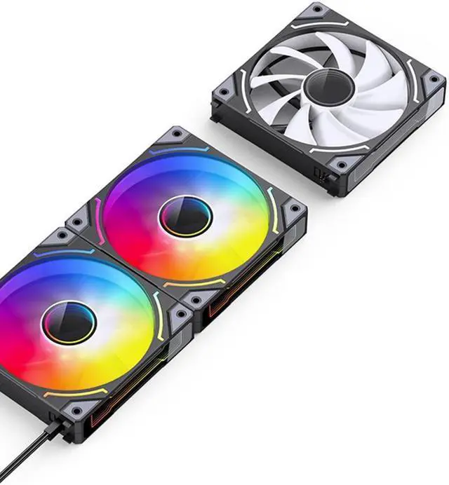Alt view image 2 of 6 - ZH-120 ARGB (Reverse) 3 In 1 Case Fan 5V 3 Pin PC Case Fan, Motherboard AURA SYNC,Magic Interface, Wire-free Splicing, Shock Reduction and Low Noise, Hydraulic Bearing, 120*120*25mm, Black
