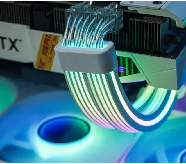Alt view image 6 of 7 - DY-2 MB24Pin Luminous Extension Cable, Double-Sided Light Effect Display, Motherboard Synchronization, 5VARGB Neon Color Line