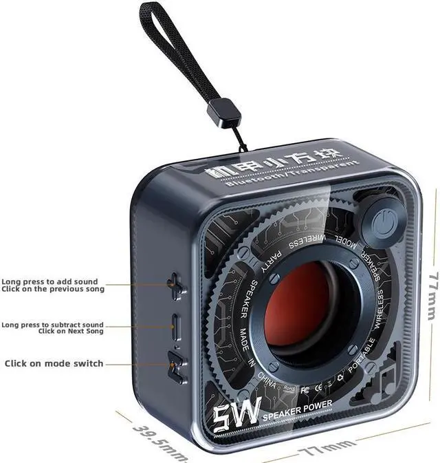 Alt view image 2 of 6 - Mini Wireless Squared Speaker Audios Smart Portable Stereo Sound Box For Party Beach Camping