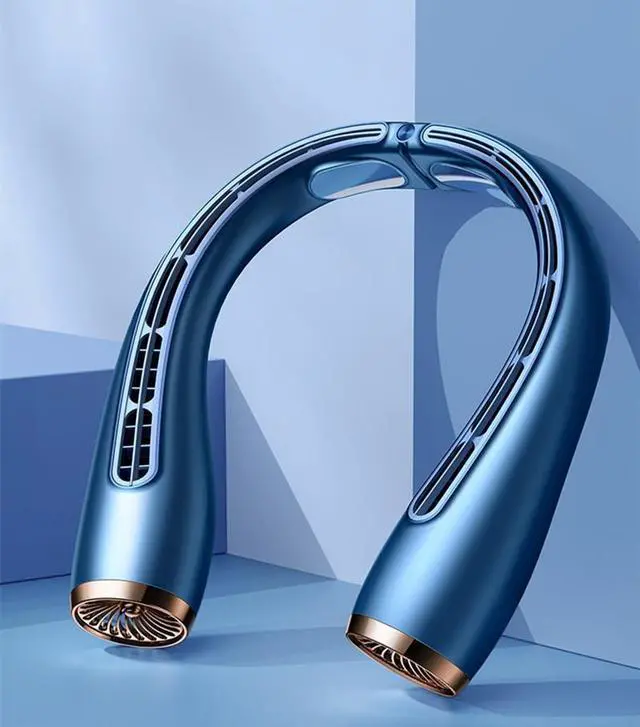 Main image of CORN Portable Neck Fan Usb Rechargeable Turbo Leafless Mini Electric Fan Lazy Small Air Cooler Air Conditioner for Camping Home Blue