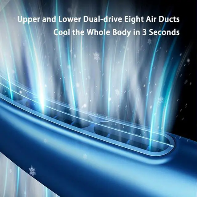 Alt view image 4 of 7 - CORN Portable Neck Fan Usb Rechargeable Turbo Leafless Mini Electric Fan Lazy Small Air Cooler Air Conditioner for Camping Home Blue