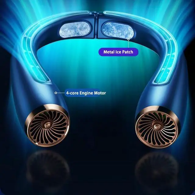 Alt view image 6 of 7 - CORN Portable Neck Fan Usb Rechargeable Turbo Leafless Mini Electric Fan Lazy Small Air Cooler Air Conditioner for Camping Home Blue