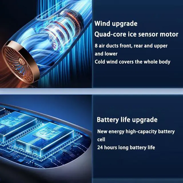 Alt view image 5 of 7 - CORN Portable Neck Fan Usb Rechargeable Turbo Leafless Mini Electric Fan Lazy Small Air Cooler Air Conditioner for Camping Home Blue