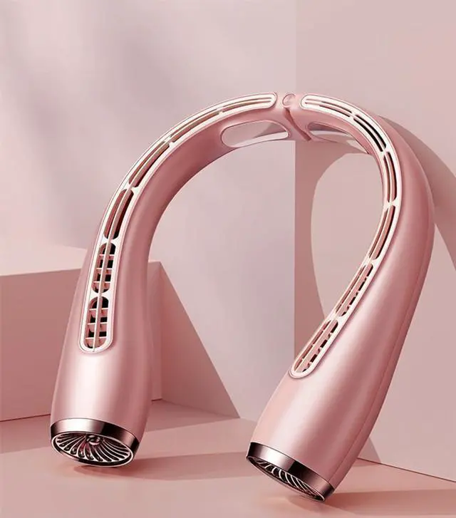 Main image of CORN Portable Neck Fan Usb Rechargeable Turbo Leafless Mini Electric Fan Lazy Small Air Cooler Air Conditioner for Camping Home Pink
