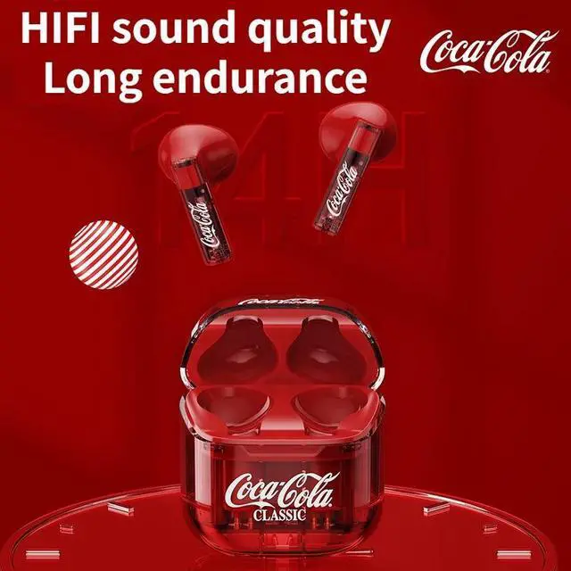 Alt view image 4 of 5 - Coca-Cola Wireless Bluetooth Earphones Low Latency Gaming Earbud Sports Music Ear bud HiFi Wireless Headphones White