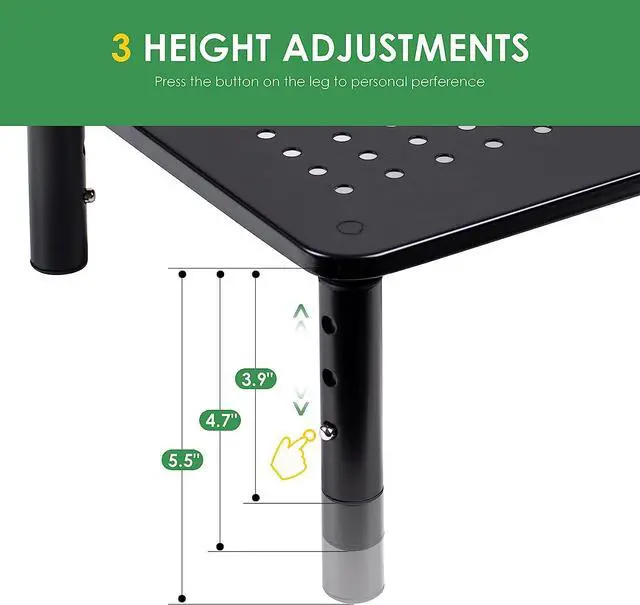 Alt view image 3 of 7 - 2 Pack Desktop Riser, 3 Height Adjustable Monitor Stands for 2 Monitors, PC, Computer, Printer, iMac, Desktop Monitor Stand with Ventilated Platform for Airflow
