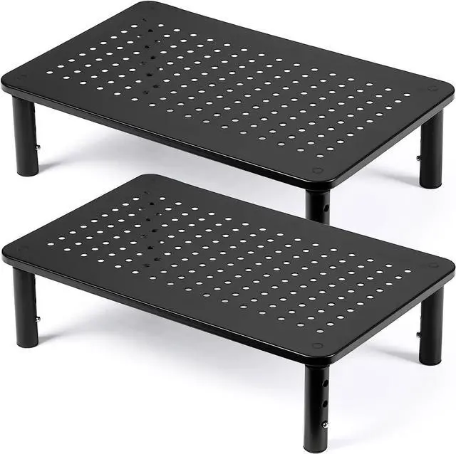 Main image of 2 Pack Desktop Riser, 3 Height Adjustable Monitor Stands for 2 Monitors, PC, Computer, Printer, iMac, Desktop Monitor Stand with Ventilated Platform for Airflow