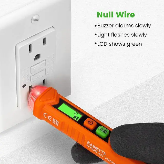 Alt view image 5 of 7 - CORN Voltage Tester/Non-Contact Voltage Tester with Dual Range AC 12V-1000V/48V-1000V, Live/Null Wire Tester, Electrical Tester with LCD Display, Buzzer Alarm, Wire Breakpoint Finder-Orange