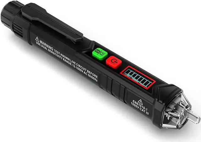 Main image of CORN Voltage Tester/Non-Contact Voltage Tester with Dual Range AC 12V-1000V/48V-1000V, Live/Null Wire Tester, Electrical Tester with LCD Display, Buzzer Alarm, Wire Breakpoint Finder-Black